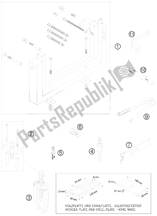 All parts for the Special Tools of the KTM 65 SX Europe 6001H6 2008