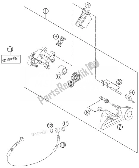 All parts for the Brake Caliper Rear of the KTM 125 SX Europe 2013