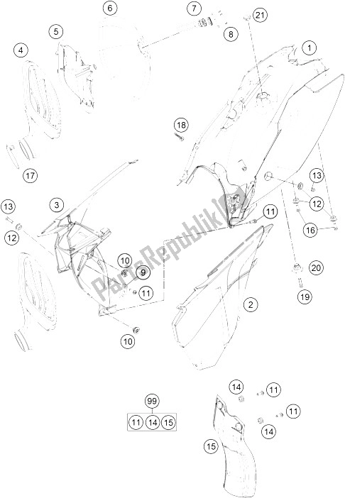Todas las partes para Filtro De Aire de KTM 85 SX 19 16 Europe 2015