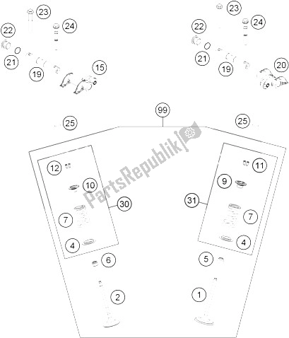 All parts for the Valve Drive of the KTM 450 EXC Europe 2015