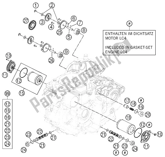 All parts for the Lubricating System of the KTM 690 Enduro R Europe 2011