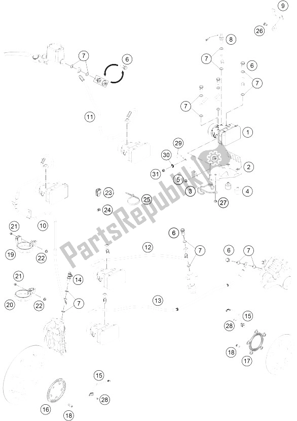 Todas las partes para Sistema Antibloqueo de KTM 690 Duke Black ABS USA 2015