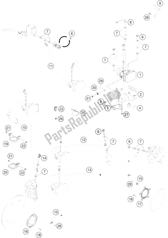 All parts for the Antiblock System of the KTM 690 Duke White ABS China 2015