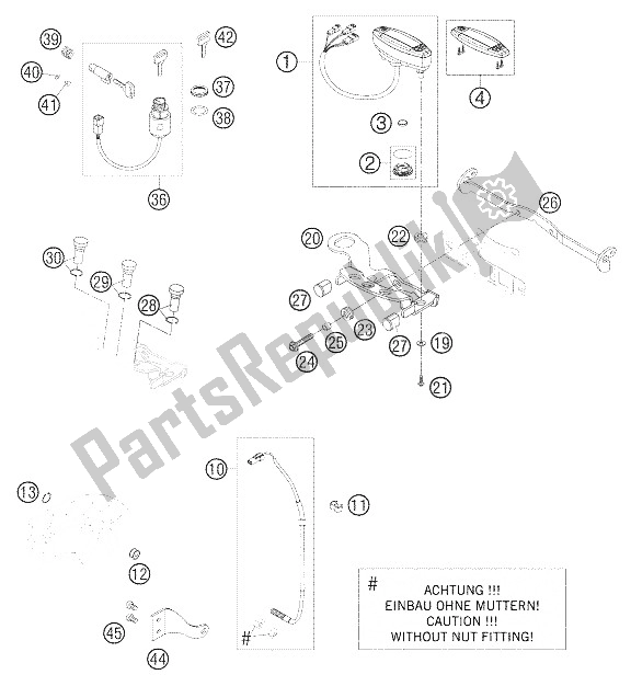 All parts for the Speedometer of the KTM 625 SMC Australia United Kingdom 2006