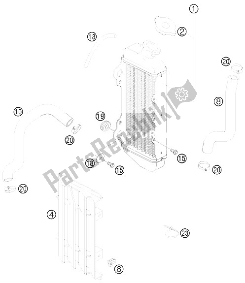 All parts for the Cooling System of the KTM 65 SX Europe 6001H6 2008