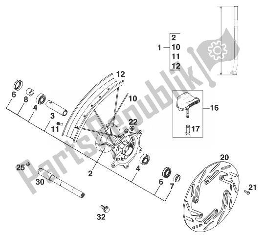 All parts for the Front Wheel 620 Sx '99 of the KTM 620 SX 99 Europe 1999