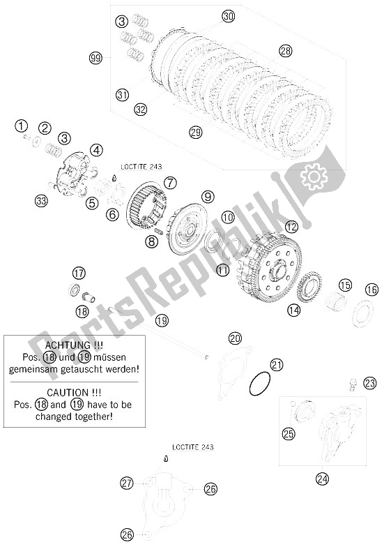 All parts for the Clutch of the KTM 690 Duke White USA 2008