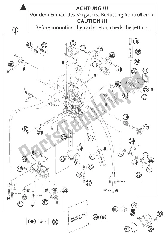 All parts for the Carburetor Fcrmx-39 400 Exc of the KTM 400 EXC Racing Australia 2004