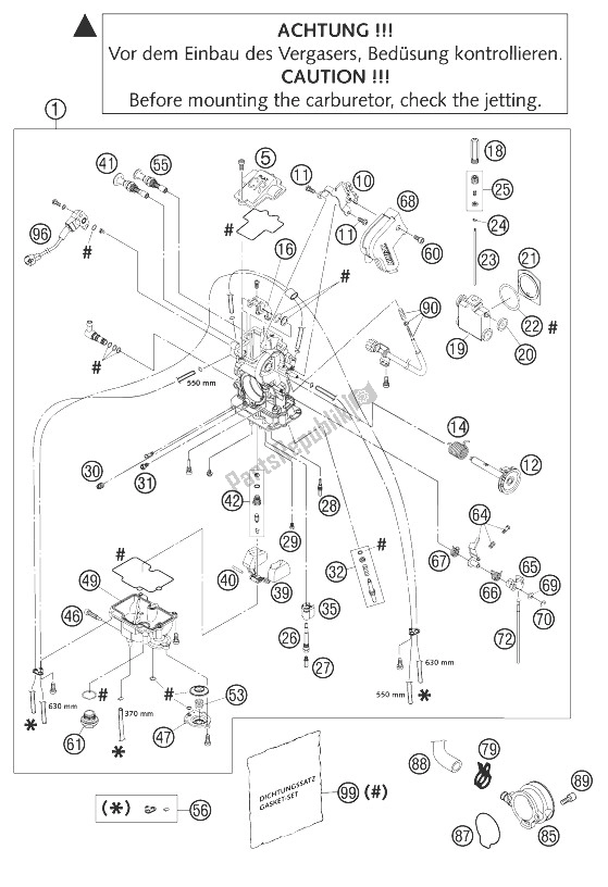 All parts for the Carburetor Fcrmx-39/41 450/525 of the KTM 450 EXC G Racing USA 2004