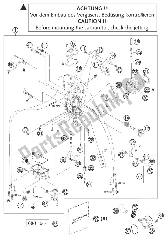 Toutes les pièces pour le Carburateur Fcrmx-39/41 450/525 du KTM 540 SXS Racing Europe 2003