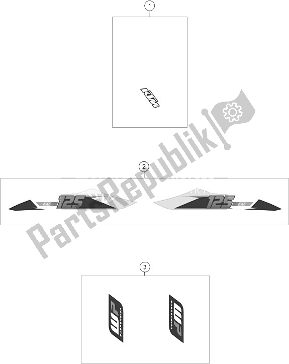 All parts for the Decal of the KTM 125 EXC Europe 2015