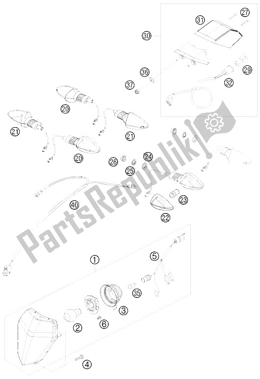 Tutte le parti per il Sistema Di Illuminazione del KTM 690 Enduro R 09 USA 2009