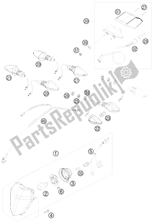 Tutte le parti per il Sistema Di Illuminazione del KTM 690 Enduro R USA 2011
