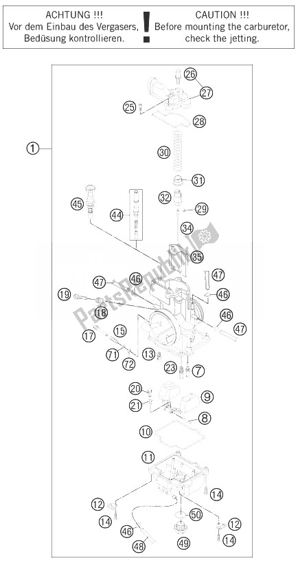 All parts for the Carburetor of the KTM 250 XC Europe USA 2013