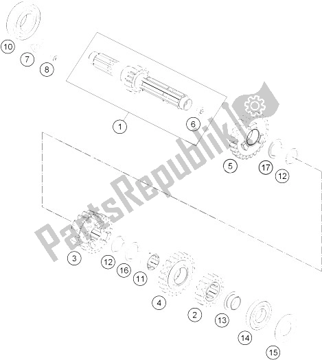 All parts for the Transmission I - Main Shaft of the KTM Freeride 350 Europe 2016