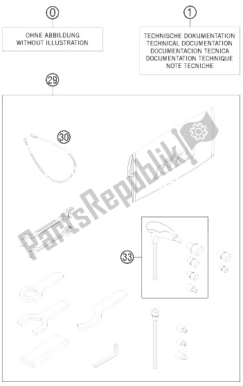 All parts for the Accessories Kit of the KTM 1190 RC8 R White France 2014