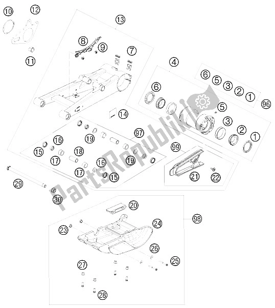 Todas las partes para Brazo Oscilante de KTM 505 SX ATV Europe 2009