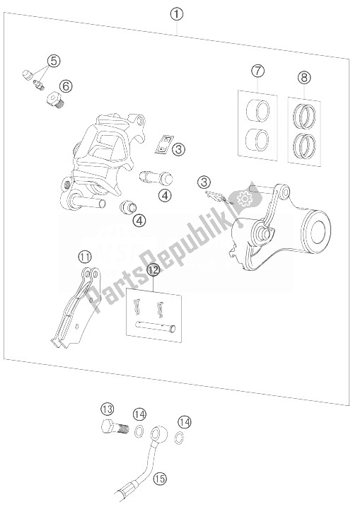 All parts for the Brake Caliper Rear of the KTM 950 Supermoto Orange 07 Australia United Kingdom 2007