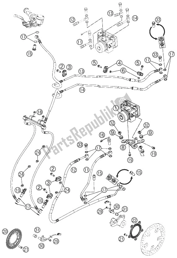 All parts for the Anti-skid System Abs of the KTM 990 Supermoto R Australia United Kingdom 2012