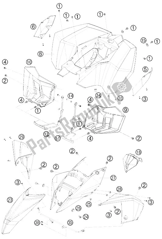 All parts for the Mask, Fenders of the KTM 505 SX ATV Europe 2009