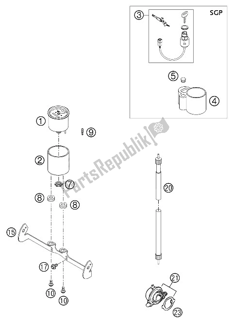 Tutte le parti per il Tachimetro 125-380 Ecc. 2002 del KTM 125 EXC Australia 2002