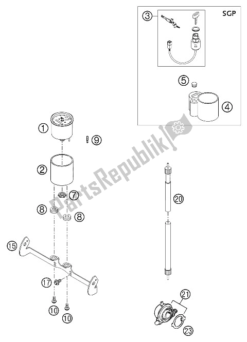 Tutte le parti per il Tachimetro 125-380 Ecc. 2000 del KTM 250 EXC Racing Australia 2002