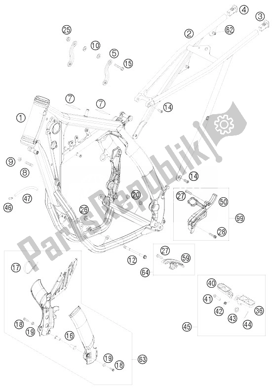 All parts for the Frame of the KTM 250 XCF W Champion Edit USA 2010