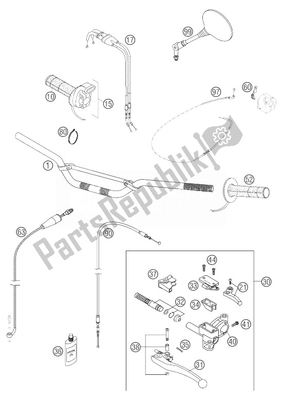 All parts for the Handlebar, Controls 400 Mil. Of the KTM 400 LS E MIL Europe 9390D4 2004