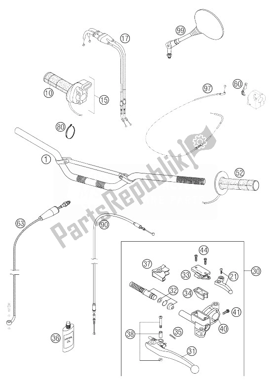 All parts for the Handlebar, Controls 400 Mil. Of the KTM 400 LS E MIL Europe 9390D4 2004