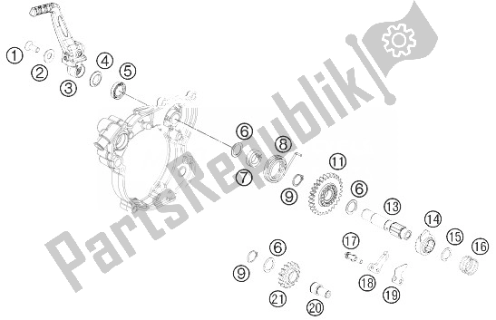 All parts for the Kick Starter of the KTM 65 SXS USA 2014