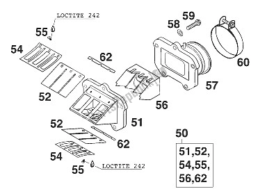 Tutte le parti per il Scatola Valvole Lamellare Kpl. 125 Exe 20 del KTM 125 EXE 100 Europe 2001