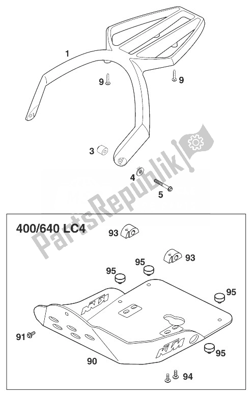 All parts for the Accessories 400/620/640 Lc4 '98 of the KTM 640 LC 4 Silber 99 USA 1999