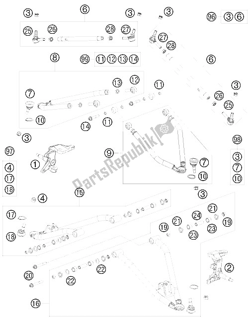 All parts for the Front Section of the KTM 450 SX ATV Europe 2009