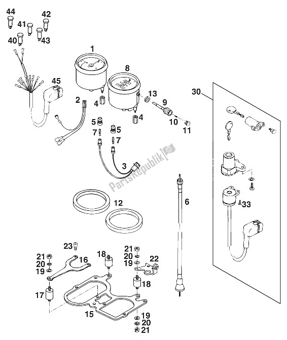 All parts for the Speedometer - Rpm Meter Duke '96 of the KTM 620 Duke 37 KW Europe 970061 1996