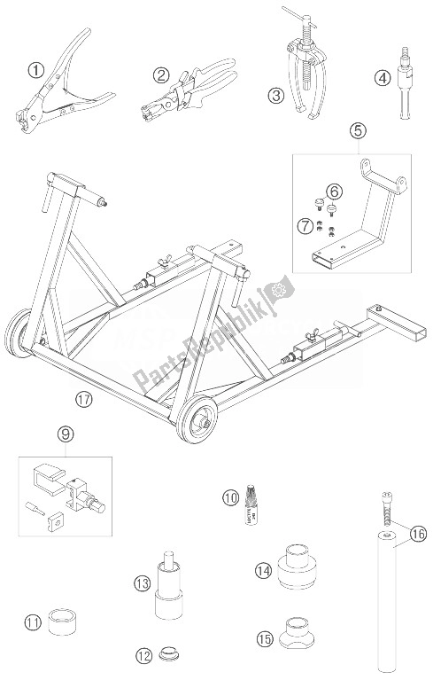 Tutte le parti per il Attrezzi Speciali del KTM 950 Supermoto Black USA 2007