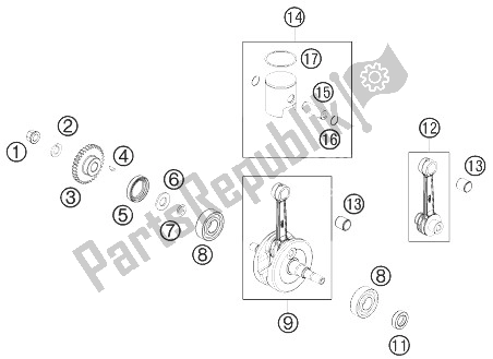 All parts for the Crankshaft, Piston of the KTM 50 SX Europe 2010