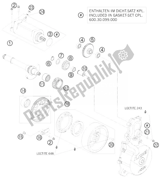 Toutes les pièces pour le Démarreur électrique du KTM 990 Adventure White ABS 10 Europe 2010