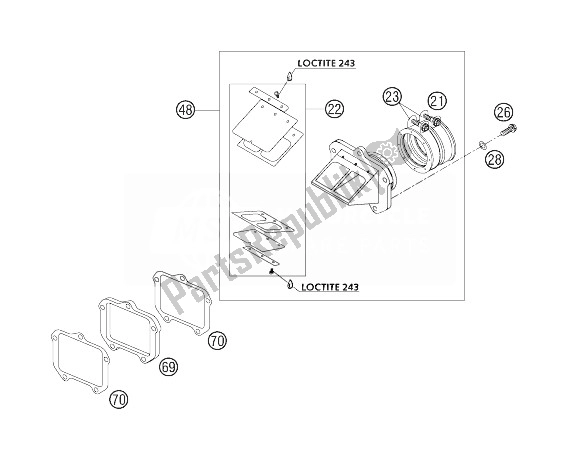 Tutte le parti per il Cassa Della Valvola A Lamella del KTM 200 XC USA 2007