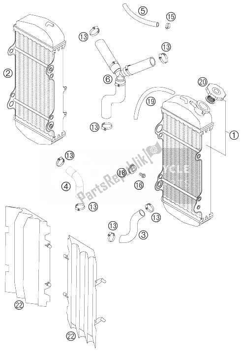 All parts for the Cooling System of the KTM 450 XC Europe 2007