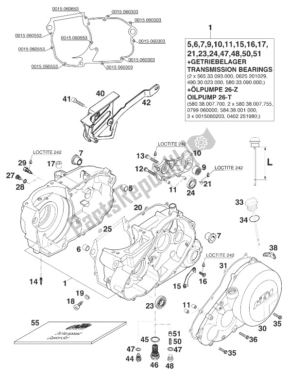 All parts for the Crankcase 400/620 Sc '98 of the KTM 620 SUP Comp 20 KW Europe 873789 1998