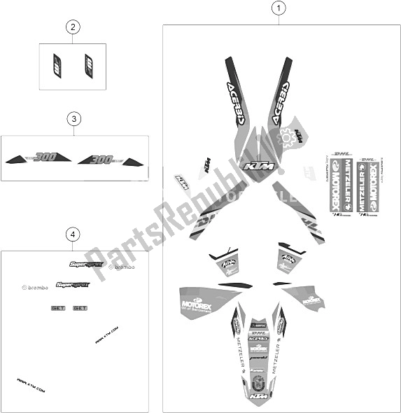Todas las partes para Etiqueta de KTM 300 EXC Factory Edition Europe 2015