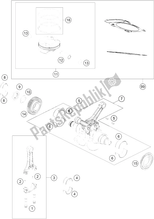 All parts for the Crankshaft, Piston of the KTM 1050 Adventure ABS Australia 2015