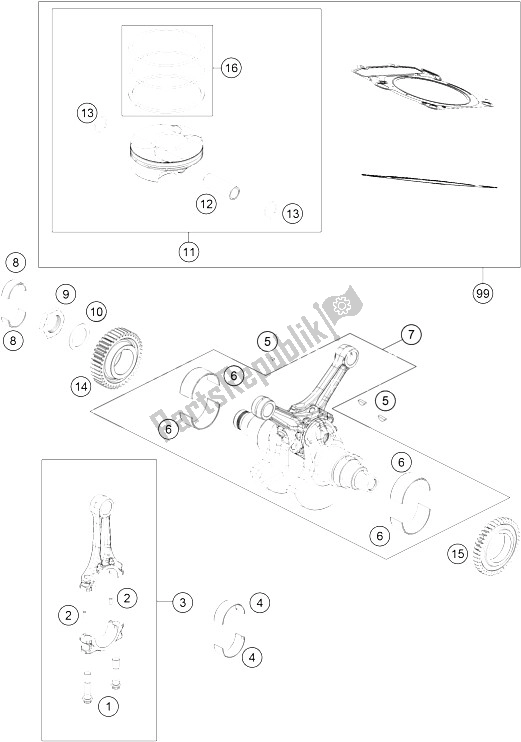 Toutes les pièces pour le Vilebrequin, Piston du KTM 1050 Adventure ABS Europe 2015