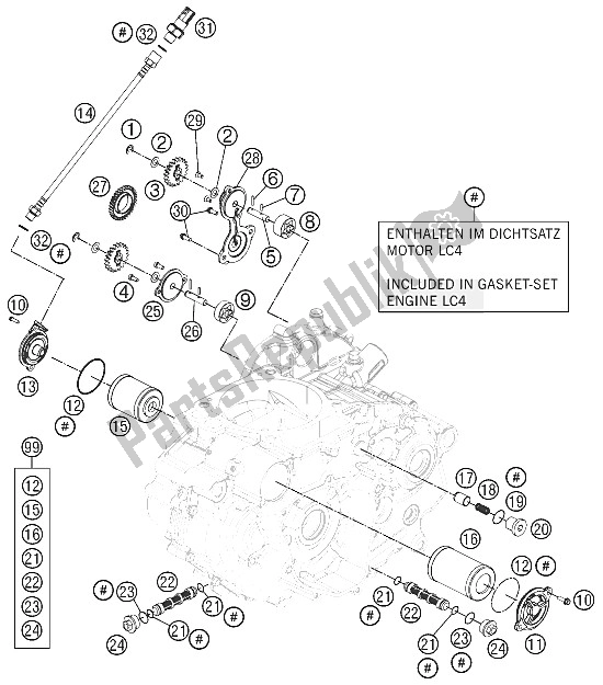 Tutte le parti per il Sistema Di Lubrificazione del KTM 690 Duke Black ABS USA 2015