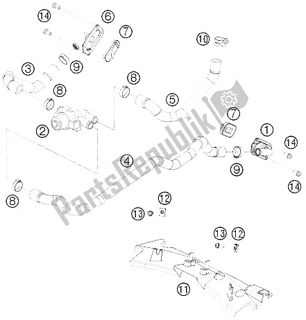 Wszystkie części do System Powietrza Wtórnego Sas KTM 1190 RC 8 Black Europe 2009