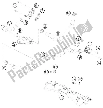 All parts for the Secondary Air System Sas of the KTM 1190 RC 8 R Europe 2009