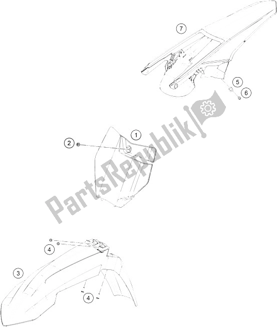 All parts for the Mask, Fenders of the KTM 350 XC F USA 2016