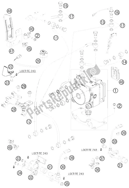 Tutte le parti per il Sistema Antibloccaggio Abs del KTM 990 Adventure Black ABS Australia United Kingdom 2008