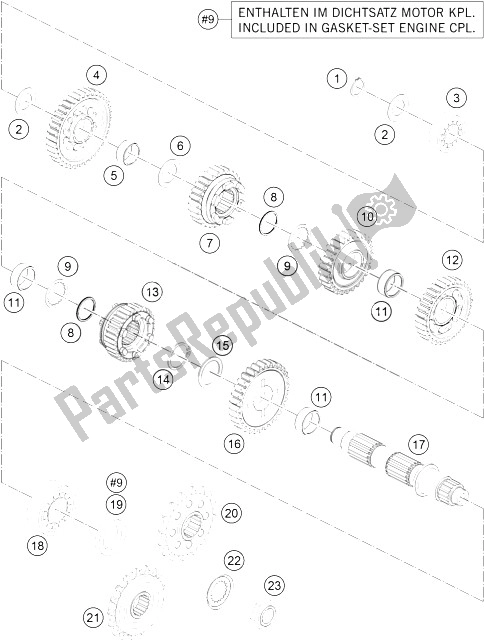 All parts for the Transmission Ii - Countershaft of the KTM 1290 Super Adventure WH ABS 15 France 2015