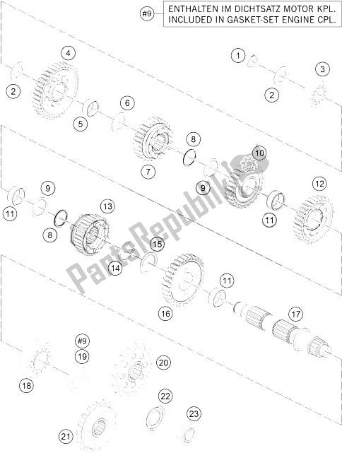 Todas las partes para Transmisión Ii - Contraeje de KTM 1290 Super Adventure WH ABS 16 China 2016